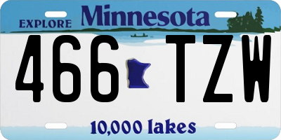 MN license plate 466TZW