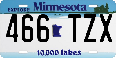 MN license plate 466TZX