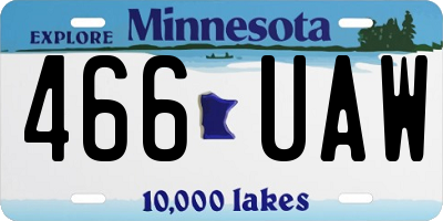 MN license plate 466UAW