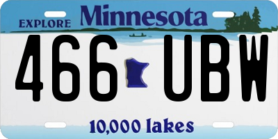 MN license plate 466UBW