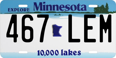 MN license plate 467LEM