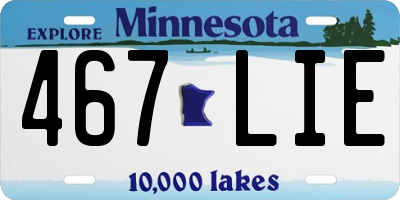 MN license plate 467LIE