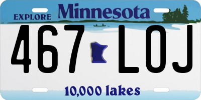 MN license plate 467LOJ