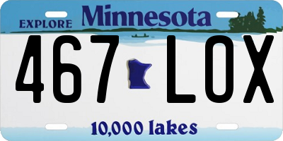 MN license plate 467LOX