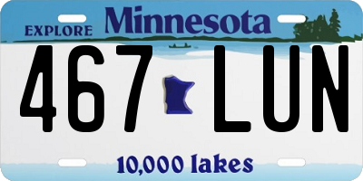 MN license plate 467LUN