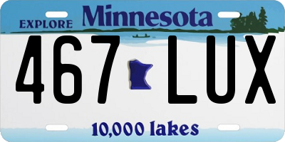 MN license plate 467LUX
