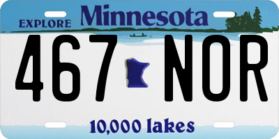 MN license plate 467NOR