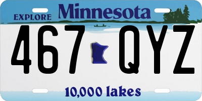 MN license plate 467QYZ