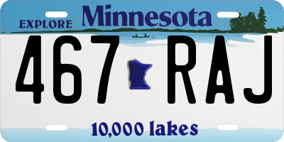 MN license plate 467RAJ