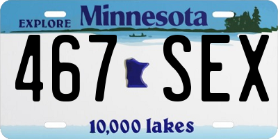 MN license plate 467SEX
