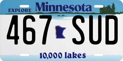 MN license plate 467SUD