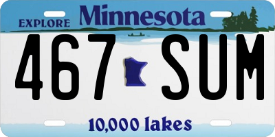 MN license plate 467SUM
