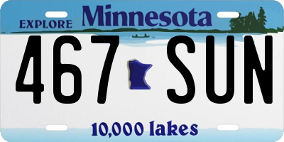 MN license plate 467SUN