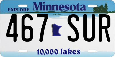 MN license plate 467SUR
