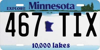 MN license plate 467TIX