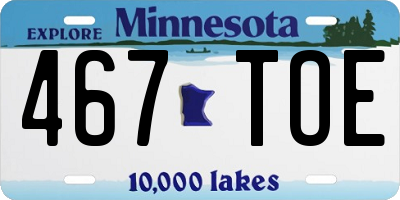MN license plate 467TOE