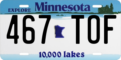 MN license plate 467TOF
