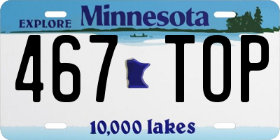 MN license plate 467TOP