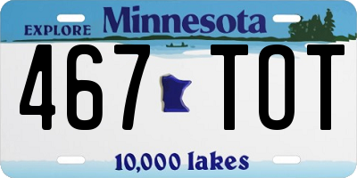 MN license plate 467TOT