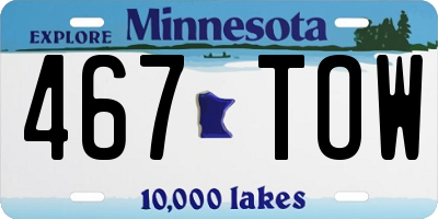 MN license plate 467TOW