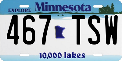 MN license plate 467TSW