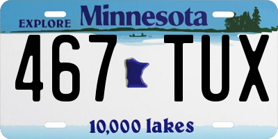 MN license plate 467TUX