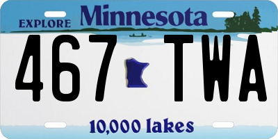 MN license plate 467TWA