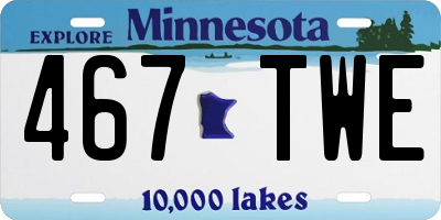 MN license plate 467TWE