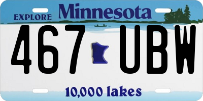 MN license plate 467UBW