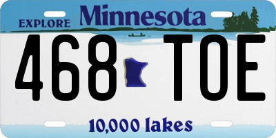 MN license plate 468TOE