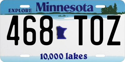 MN license plate 468TOZ