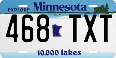 MN license plate 468TXT