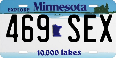MN license plate 469SEX