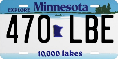 MN license plate 470LBE