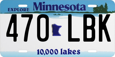 MN license plate 470LBK