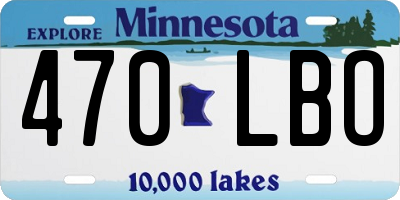 MN license plate 470LBO