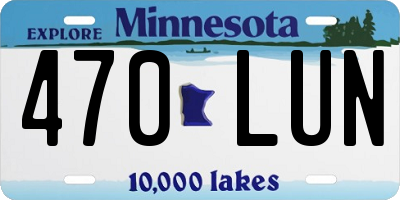MN license plate 470LUN