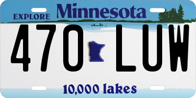 MN license plate 470LUW