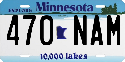 MN license plate 470NAM