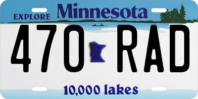 MN license plate 470RAD