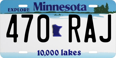 MN license plate 470RAJ