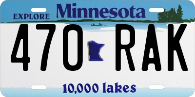 MN license plate 470RAK