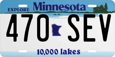 MN license plate 470SEV