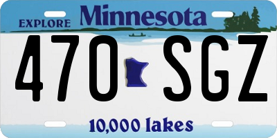 MN license plate 470SGZ