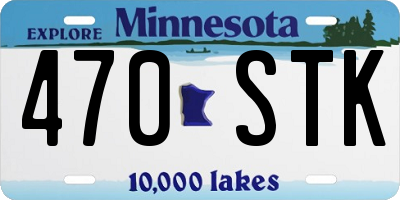 MN license plate 470STK