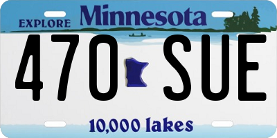 MN license plate 470SUE