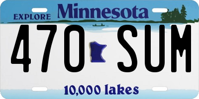 MN license plate 470SUM