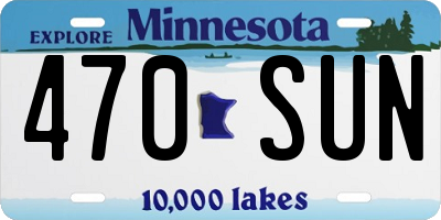 MN license plate 470SUN