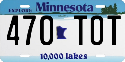 MN license plate 470TOT