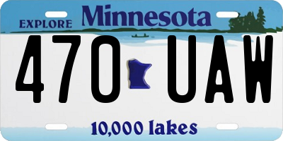 MN license plate 470UAW